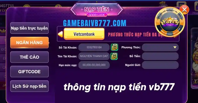 Những lưu ý khi nạp tiền VB77